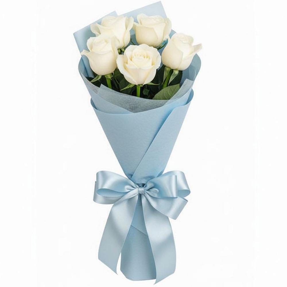 Букет 5 Белых роз Проуд в Большой Мурте