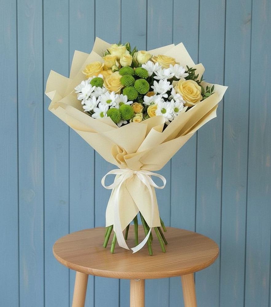 Букет цветов из: Хризантемы и Розы в Большой Мурте