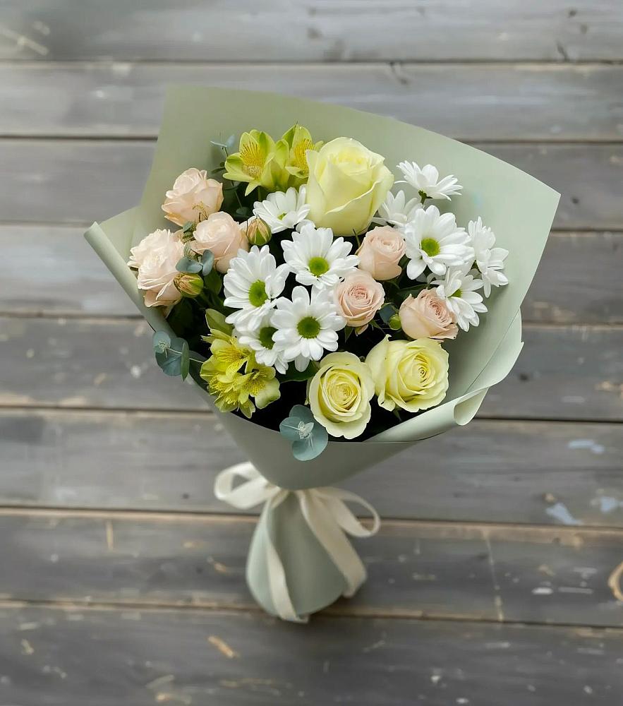 Букет цветов из: Альстромерии, Розы и Хризантемы в Большой Мурте