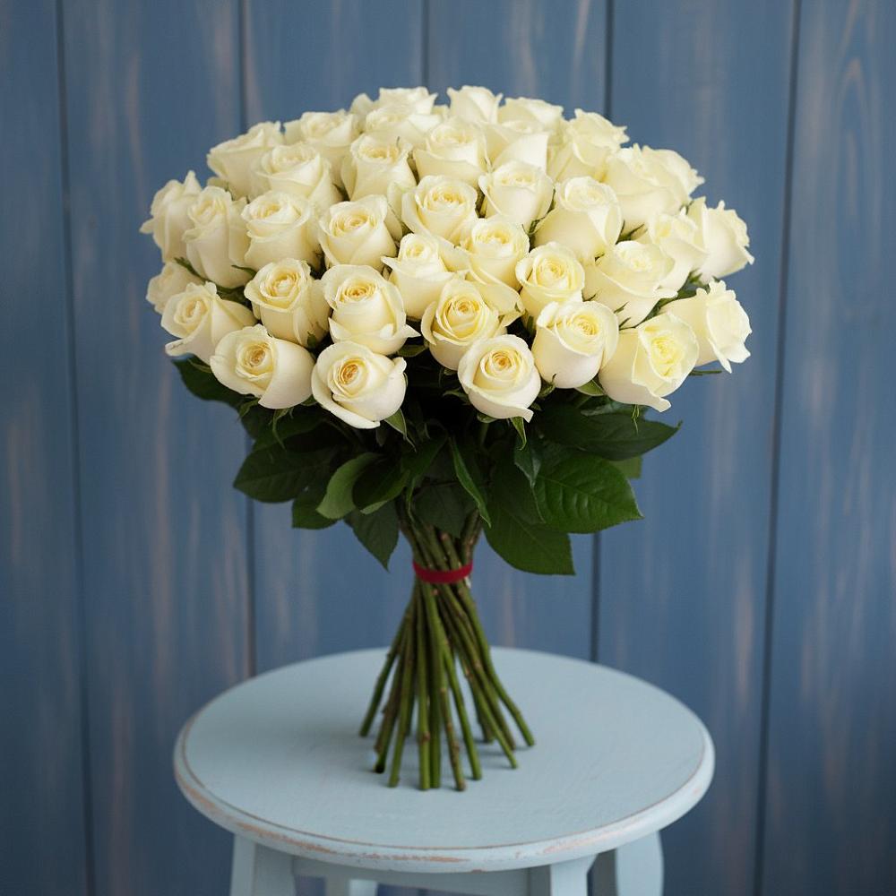 Букет 51 Белая роза Эдлесс Лав в Большой Мурте