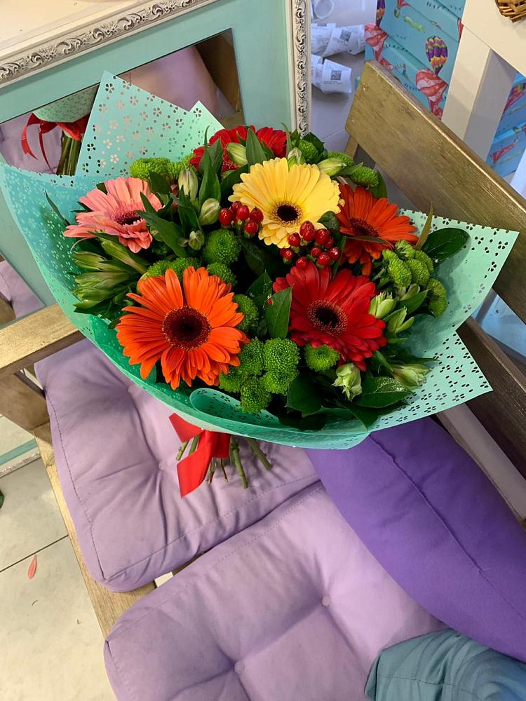 Букет цветов из: Герберы, Хризантемы и Альстромерии в Большой Мурте