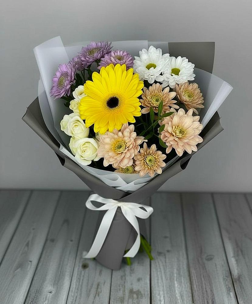 Букет цветов из: Розы, Герберы и Хризантемы в Большой Мурте