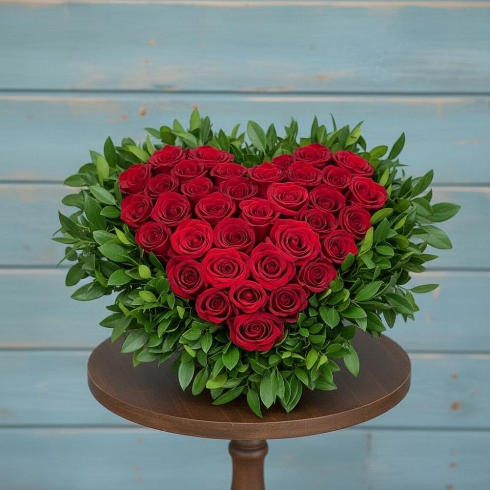 Цветочная композиция из Розы в виде сердца в Большой Мурте