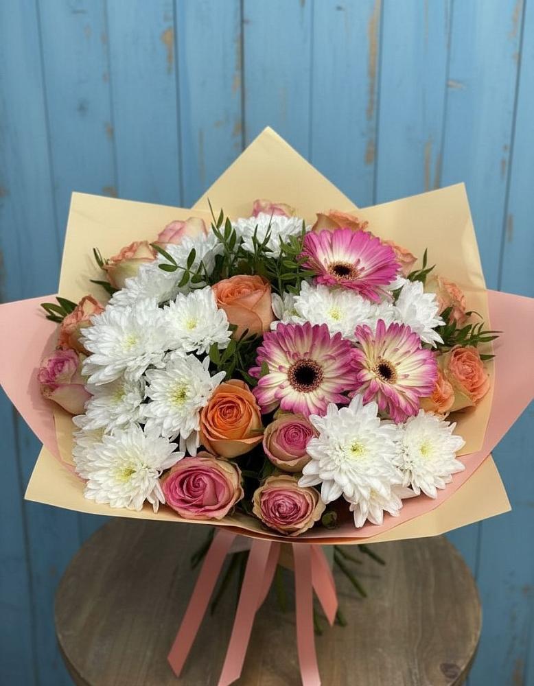Букет цветов из: Розы, Герберы и Хризантемы в Большой Мурте