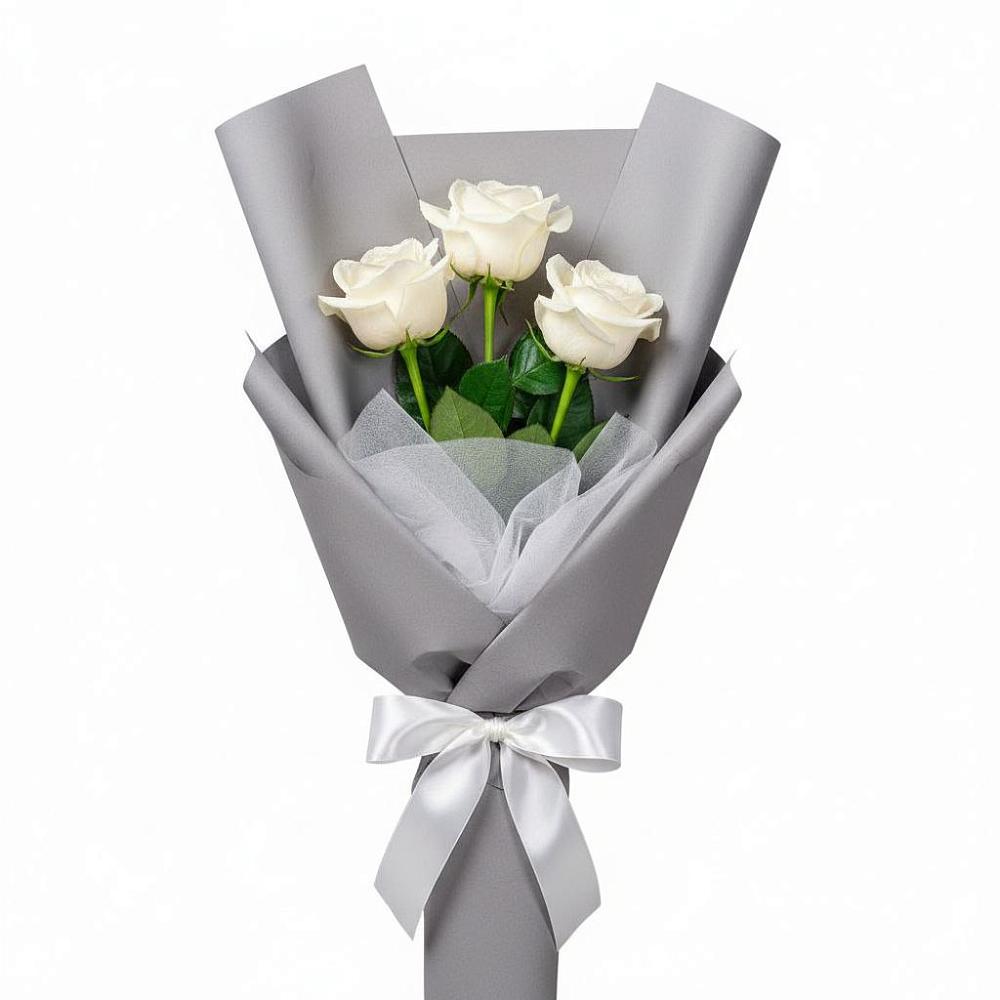 Букет 3 белые розы в Большой Мурте