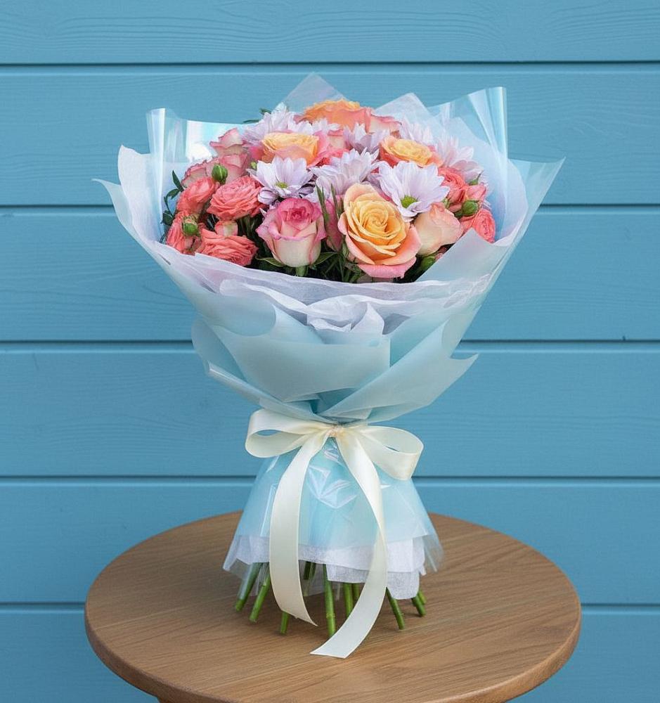 Букет цветов из: Хризантемы и Розы в Большой Мурте