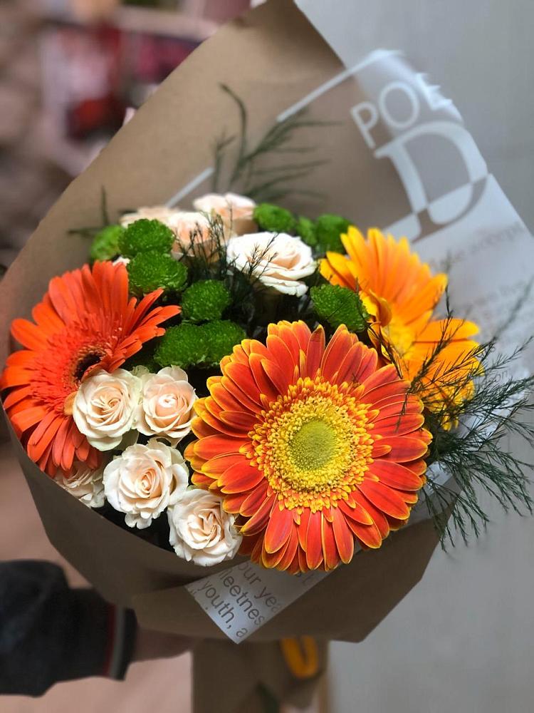Букет цветов из: Герберы, Хризантемы и Розы в Большой Мурте